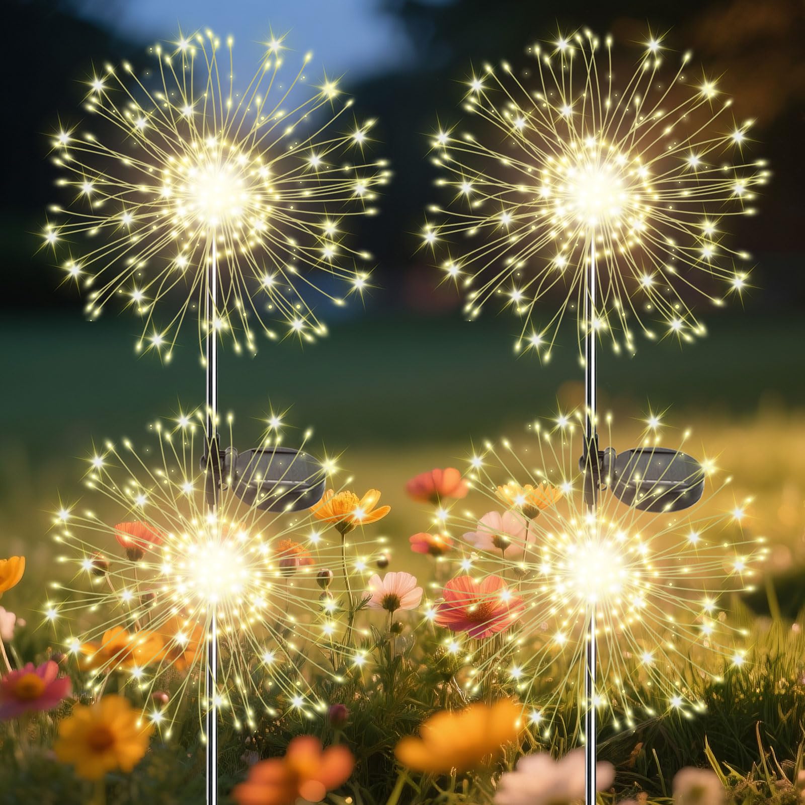 Lampe solaire jardin 120 LED étanche pour illuminer une allée sombre et fleurie