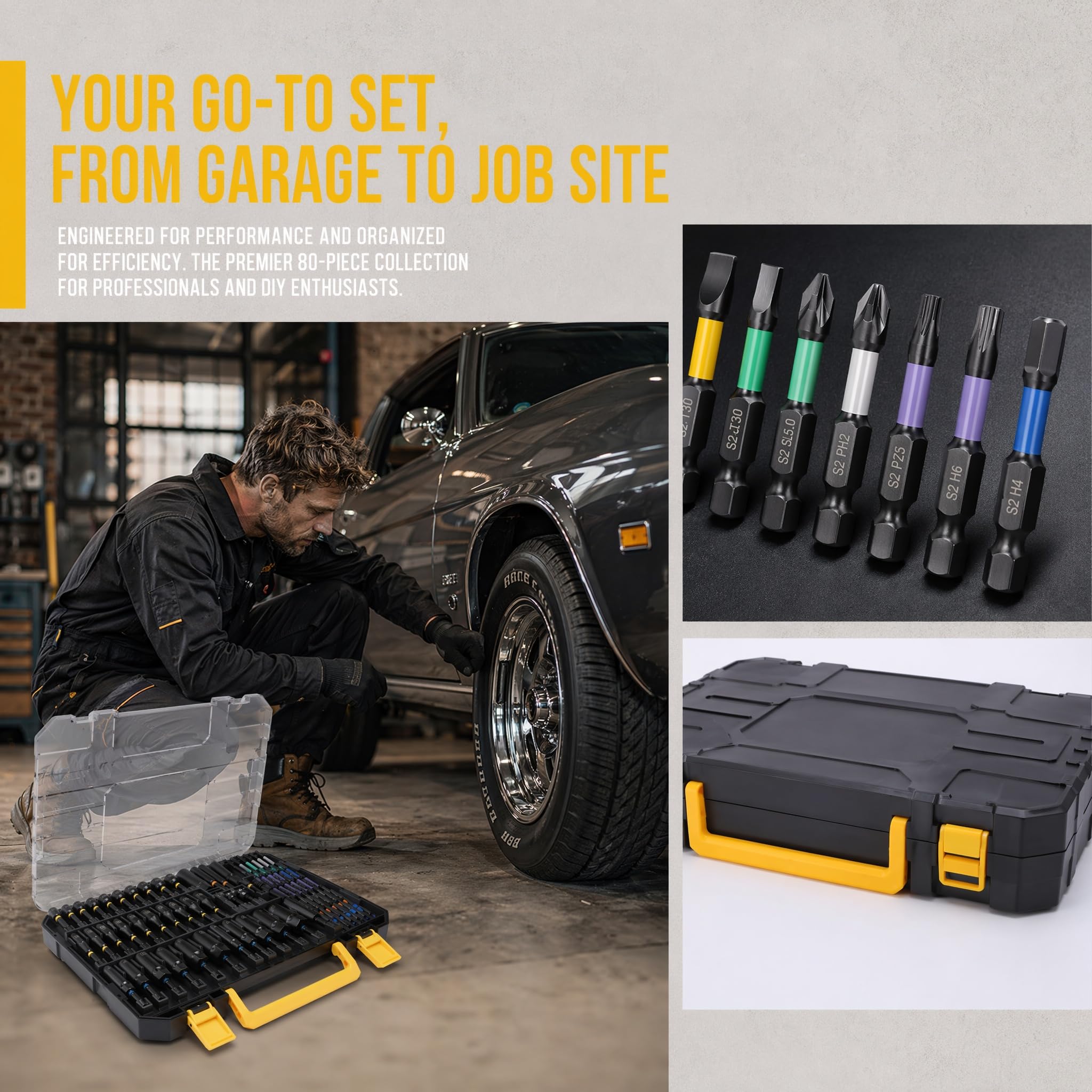 Juego de 80 brocas de impacto y llaves de vaso métricas de alta calidad para destornillador inalámbrico, robusto, maletín de herramientas para coche y bricolaje