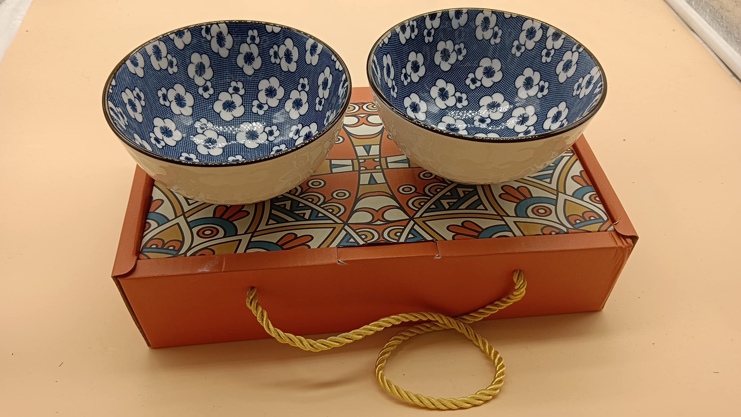 Stackable Ramen Pasta Ceramic Serving Bowls, Big Round Microwavable Porcelain Bowls for Kitchen(Pack of 2)