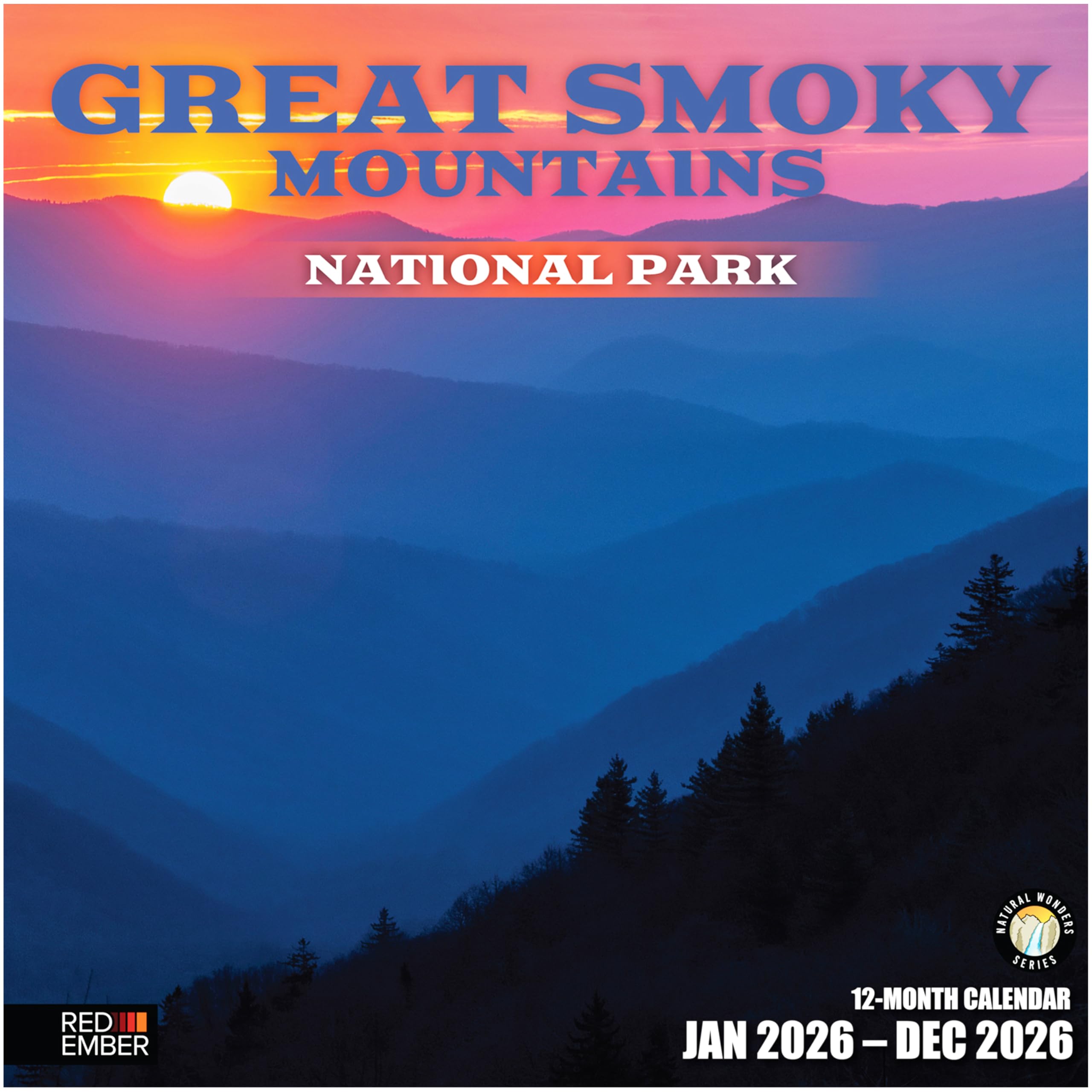 RED EMBER Great Smoky Mountains National Park 2026 Wall Calendar 12 Month | 12" x 24" Open | Thick &amp; Sturdy Paper | Holiday Gift | Nature Calendar 2026