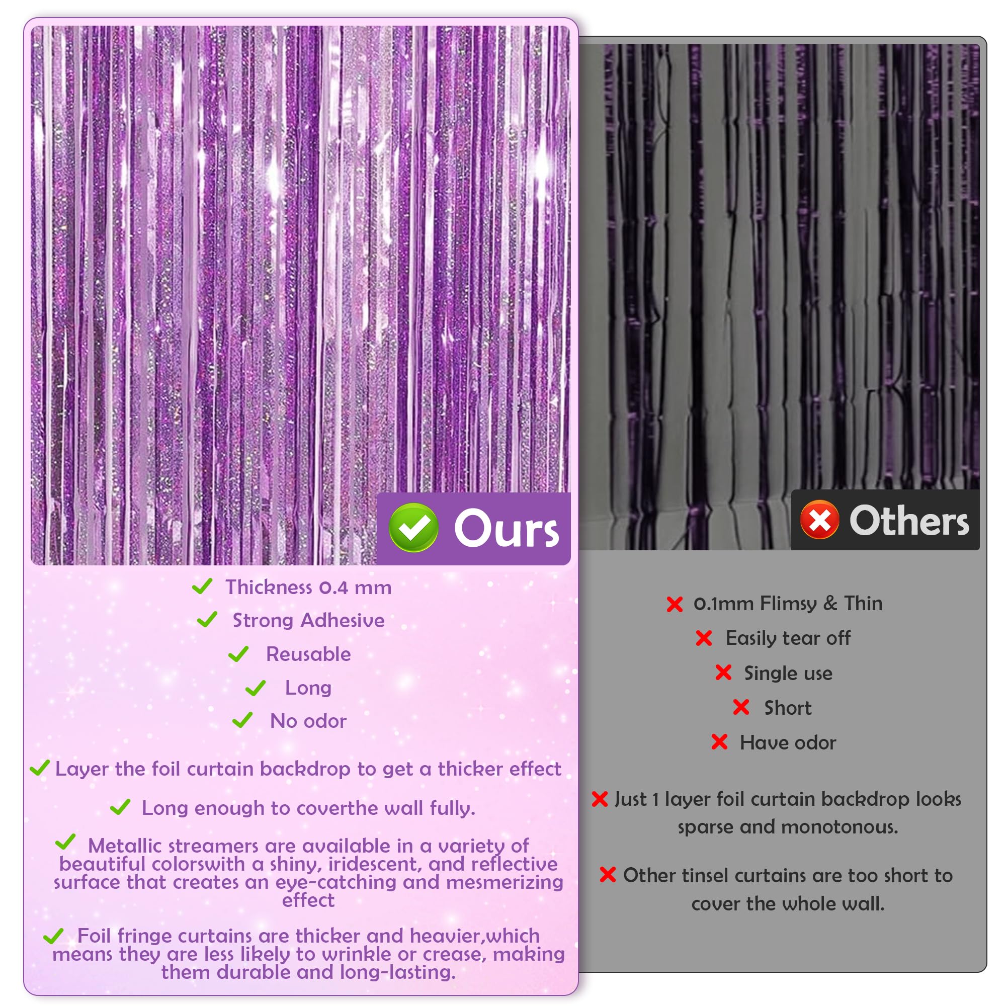 Pink Tinsel Curtain Party Backdrop Streamers - Birthday Decorations | Birthday Decorations for Girls | Princess Birthday Party Decorations |Sleepover Party Supplies for Girls,2 Pack