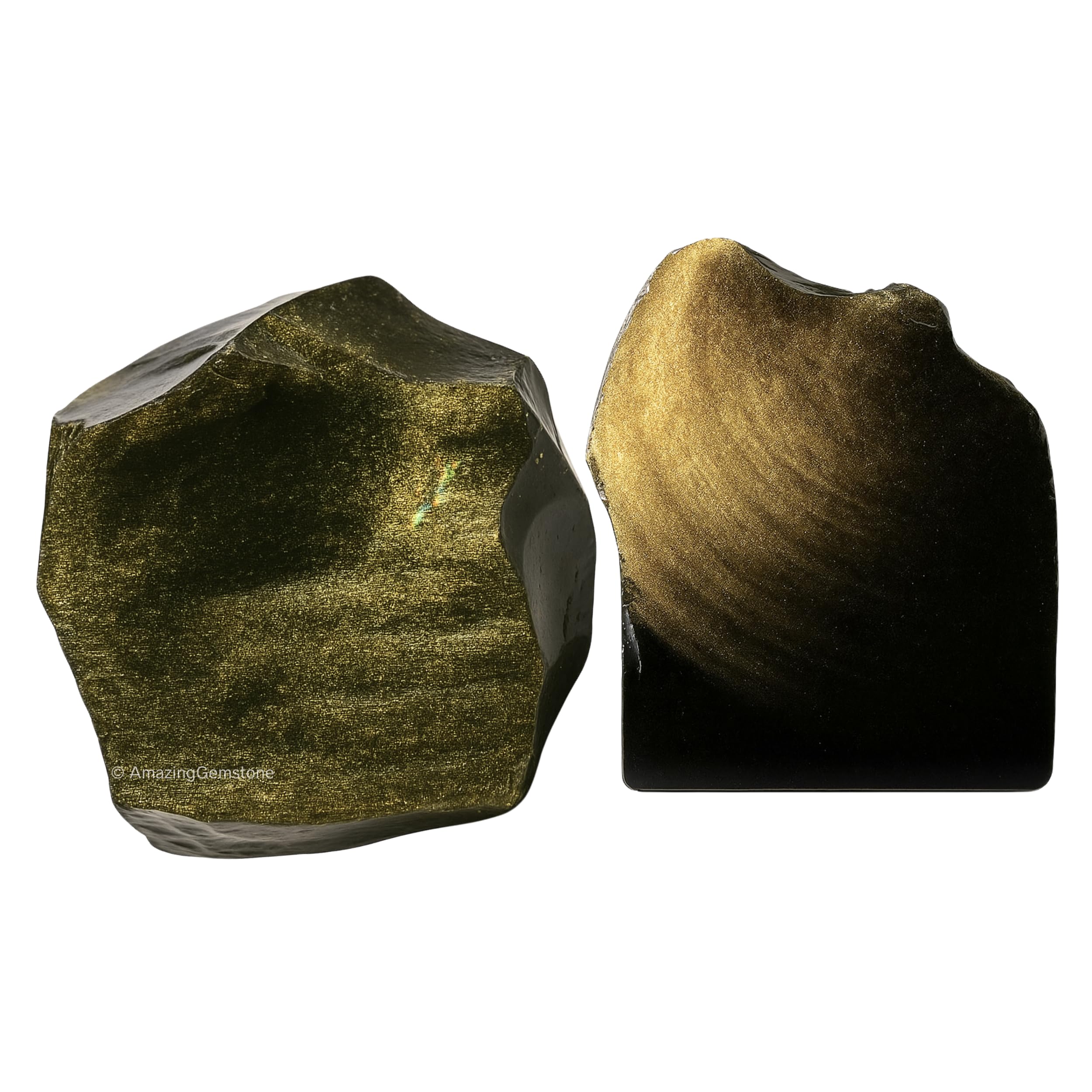 Golden Sheen Obsidian Crystals and Healing Stones, 2 Piece Raw | Certified Healing Crystal Rough Rocks For Tumbling and DIY Projects Gifts - Positive Energy, Chakra Healing, Meditation