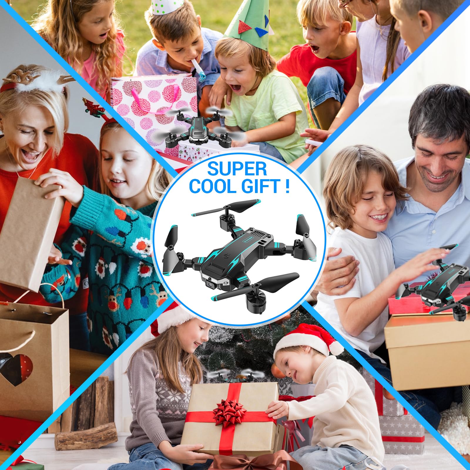 Drone con Doppia Camera HD per Principianti, Drone Pieghevole per Bambini, 3D Flip, Decollo/Atterraggio 1 Tasto, Modalità Headless, Volo a Waypoint, per Bambini o Novizi, 2 Batterie