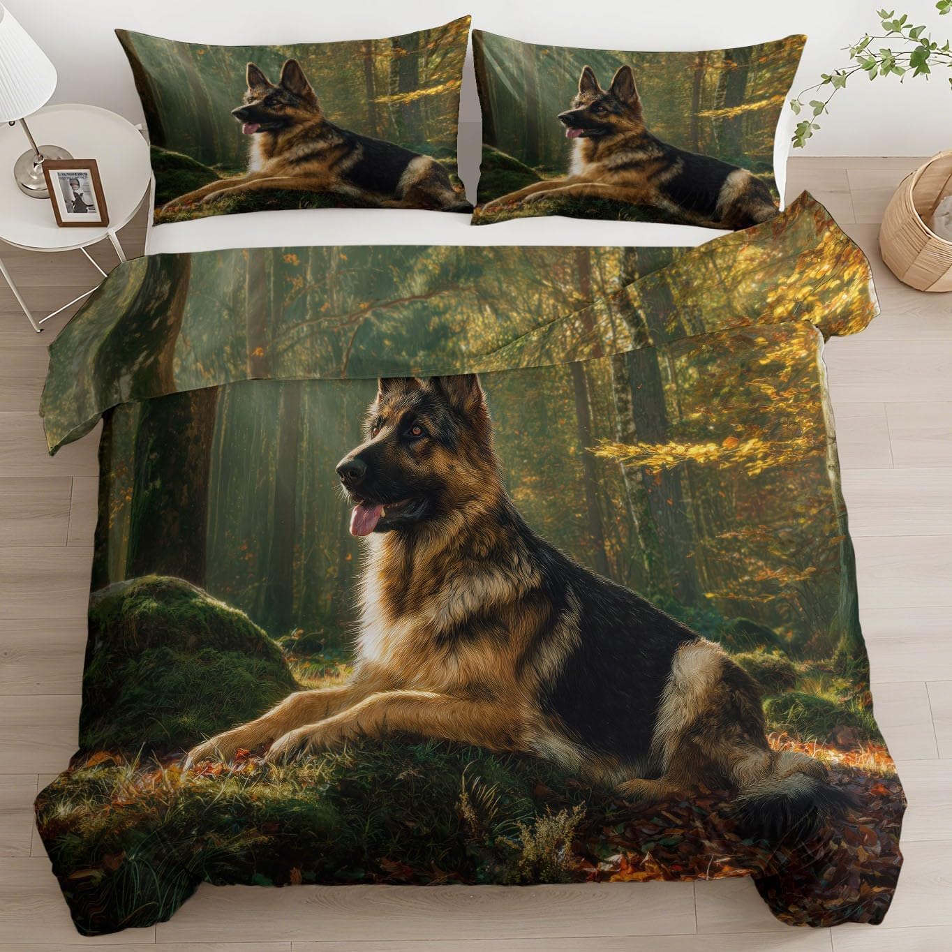 Housse de couette 240x220 cm Berger Allemand parure de lit 2 personnes chiens de compagnie D-101