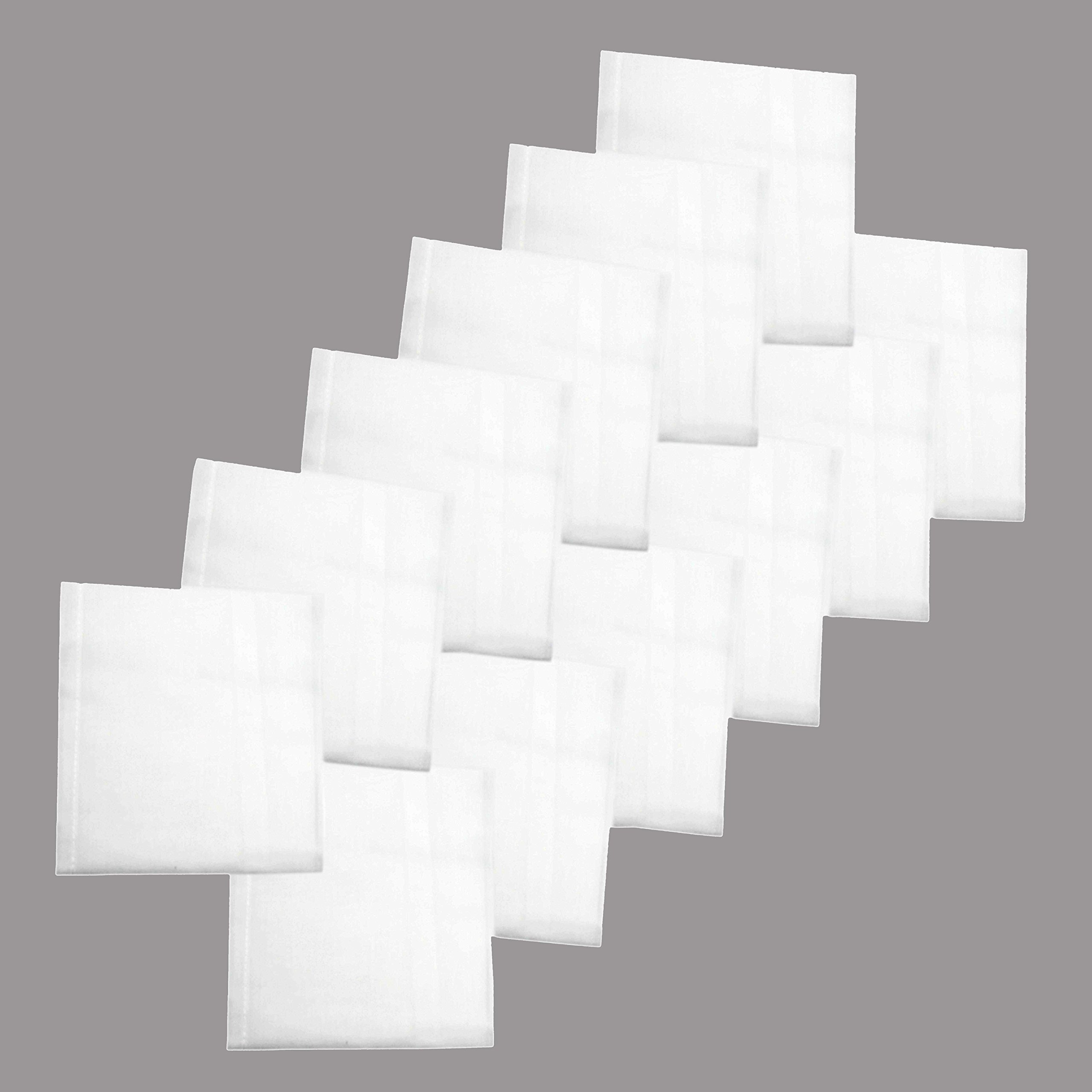 K.S. Collection Big Size 100% Pure Cotton, Pocket Square Handkerchiefs/Rumal for Men and Boy (King Size: 19X19 inch_Solid White) (Set of 12)