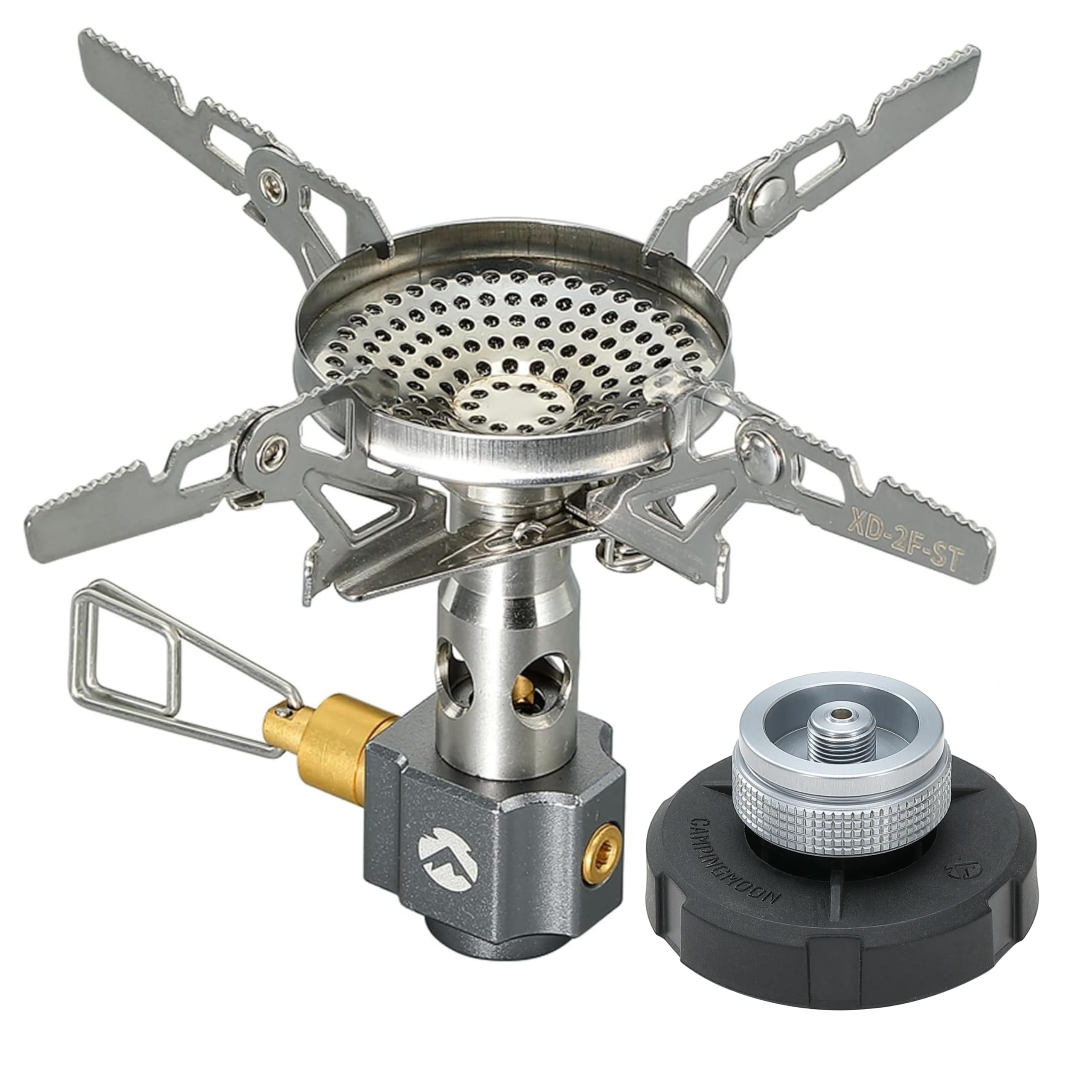 CAMPINGMOON kuchenka kanistrowa kompaktowa składana z adapterem gazu Z07 CV do EN417 XD-2-NE/Z07