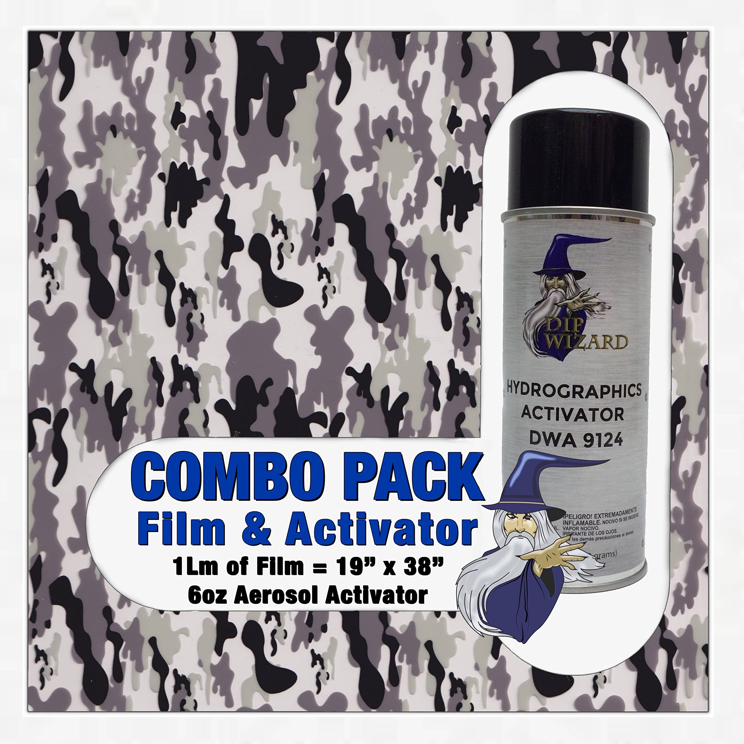 Hydrographic Film Army Camo Black/Grey Activator Combo 6oz dip wizard Hydro dip Dipping
