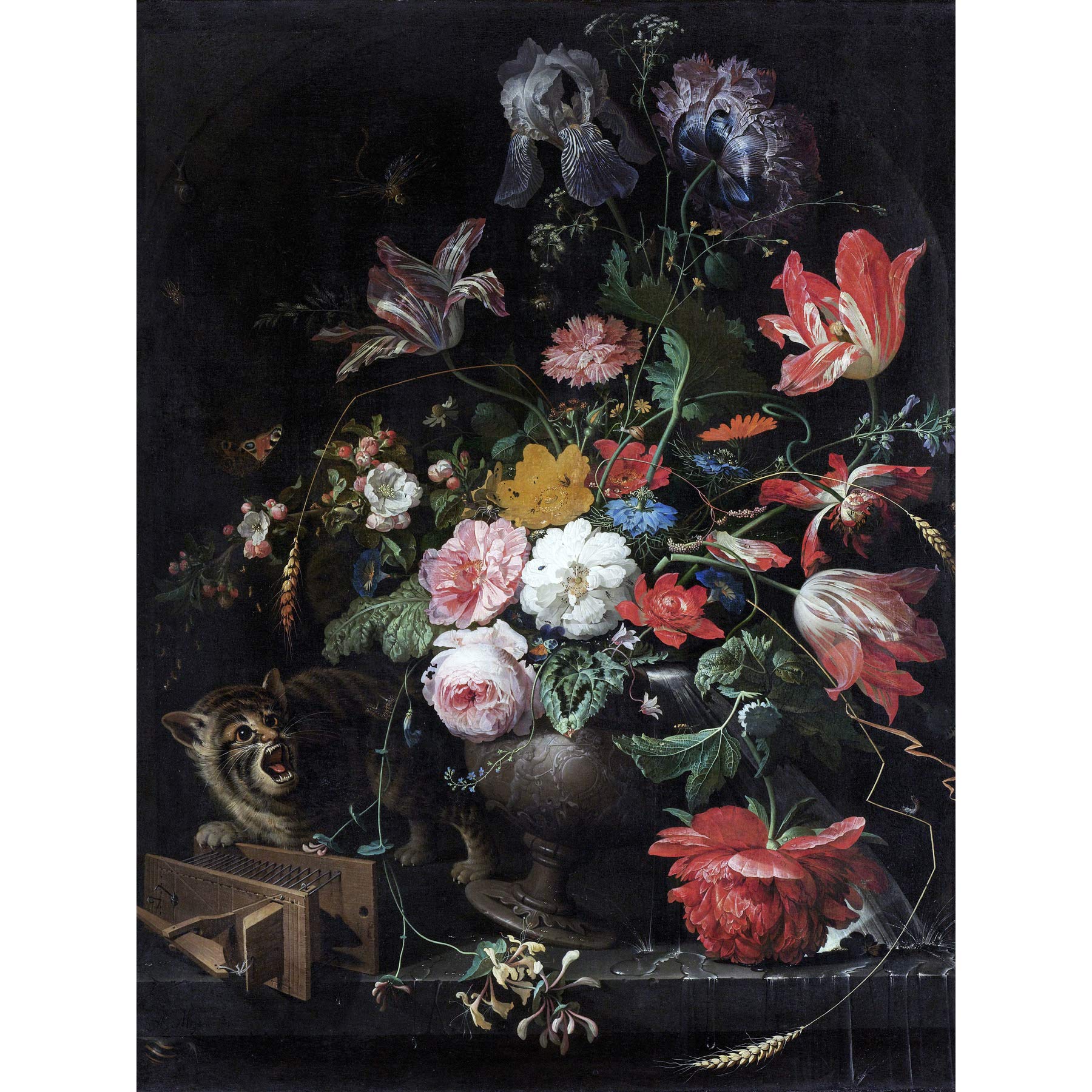 Artery8 Mignon The Overturned Bouquet Painting Premium Wall Art Canvas Print 18X24 Inch