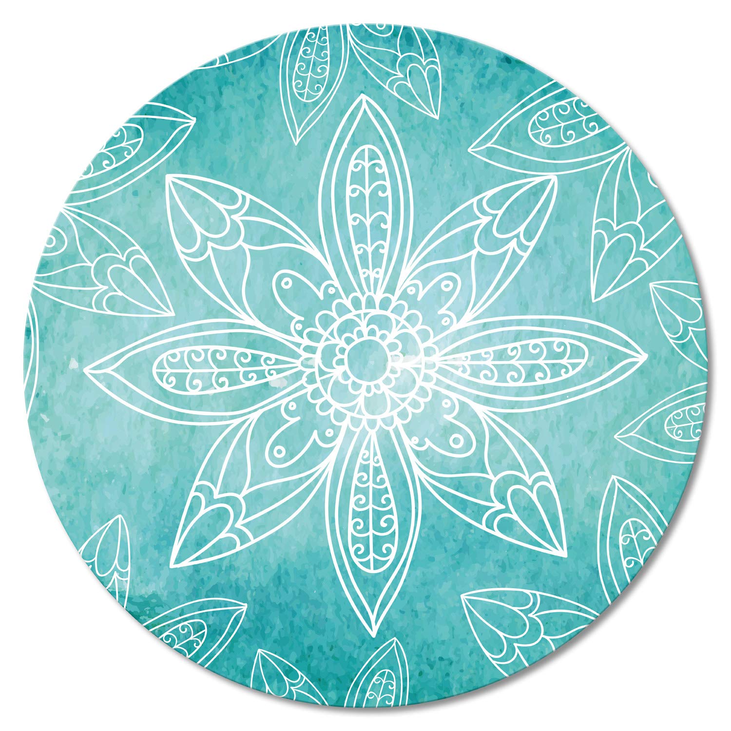 ADDIES Set Di 6 Sottobicchieri In Vetro Con Motivo Mandala E Retro In Sughero, Diametro 92 Mm, In Scatola Regalo