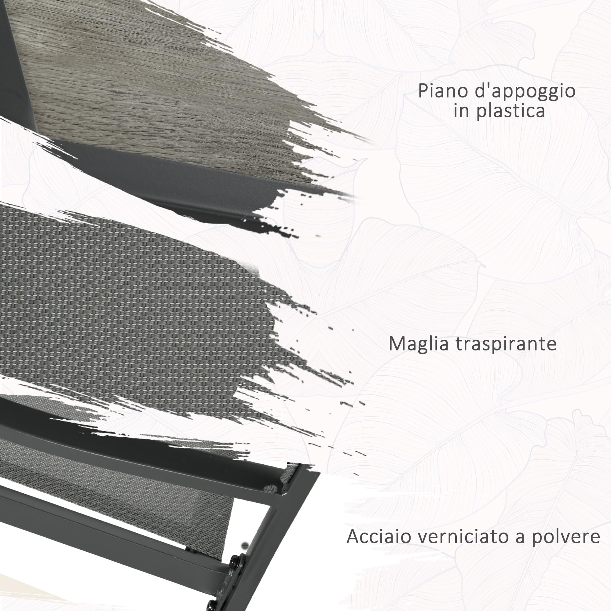 Outsunny Set Tavolo da Giardino con Sedie da 7 Pezzi Set da Pranzo Grigio | Tavolo con Piano in Plastica Effetto Legno, 6 Sedie da Esterno Impilabili con Braccioli, Mobili in Acciaio
