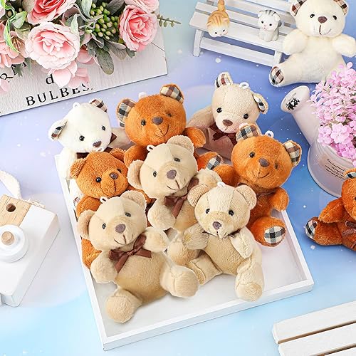 Miniatura 9 de 16 mini oso de peluche de oso de 4 pulgadas oso pequeño a granel mini oso articulado muñeca suave de oso pequeño para bricolaje llavero decoración