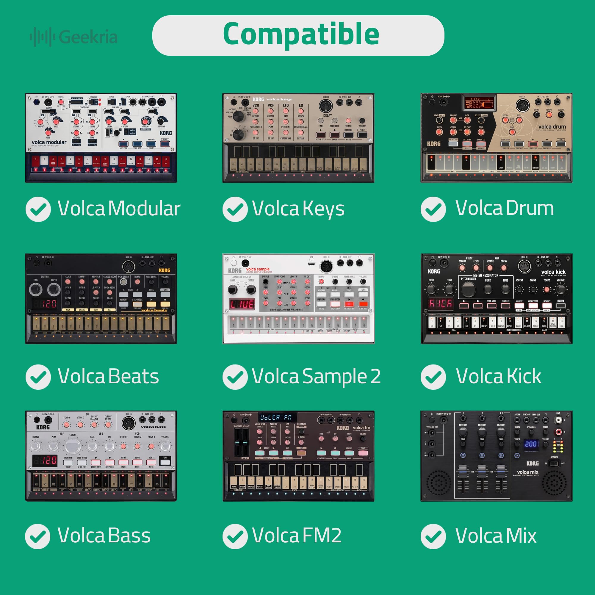GEEKRIA Tragetasche für Audio-Interfaces, kompatibel mit Korg Volca Drum/Volca Keys/Volca Beats/Volca FM2/Volca Sample 2/Volca Bass, EVA-Hartschale, tragbare Reisetasche (dunkelgrau)