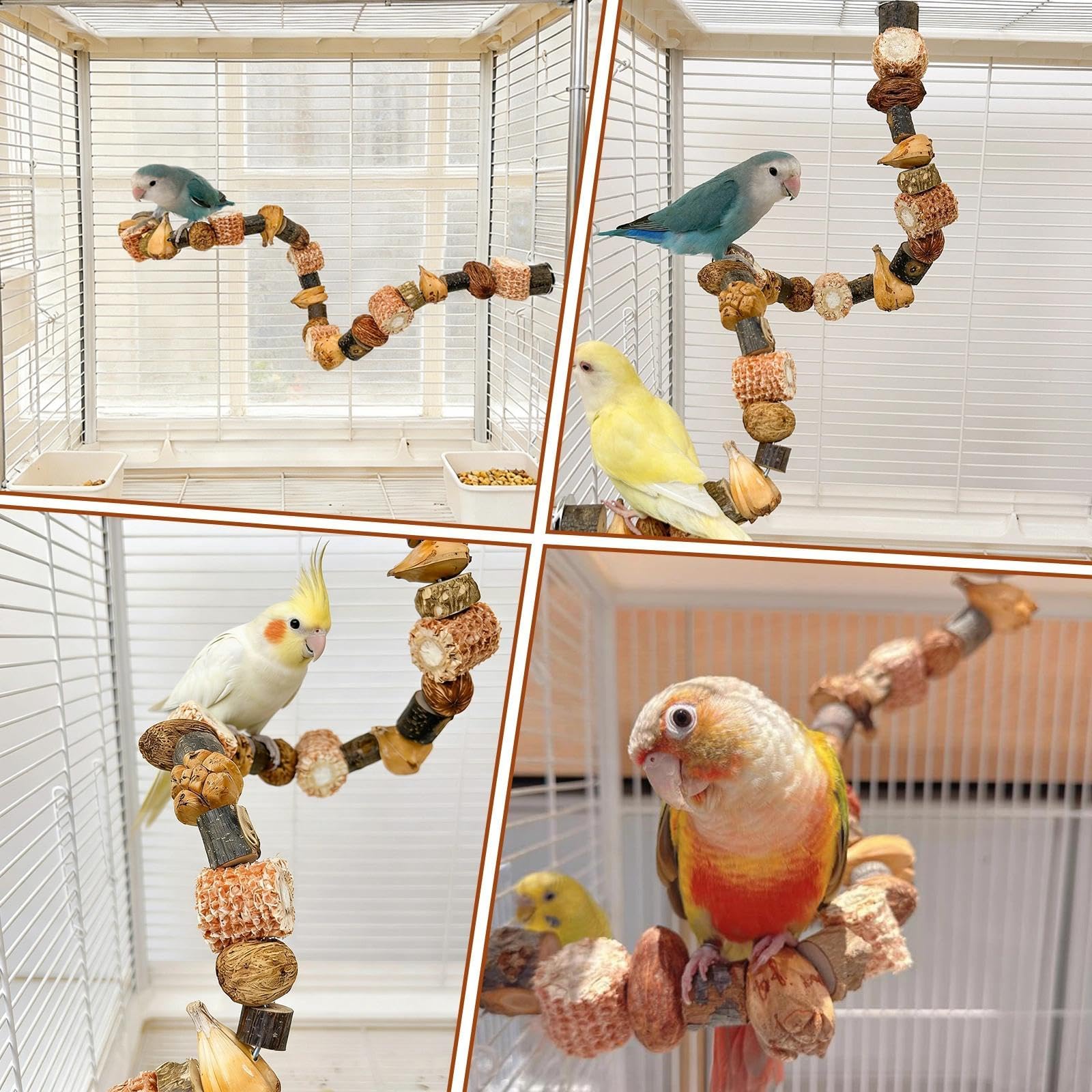 50 CM Perchoir Perroquet Jouet Perroquet Perchoir Oiseaux Jouets à Mâcher à Suspendre Perchoirs Perruches pour Perruches Inséparables Pinsons et Autres Petits Animaux de Compagnie
