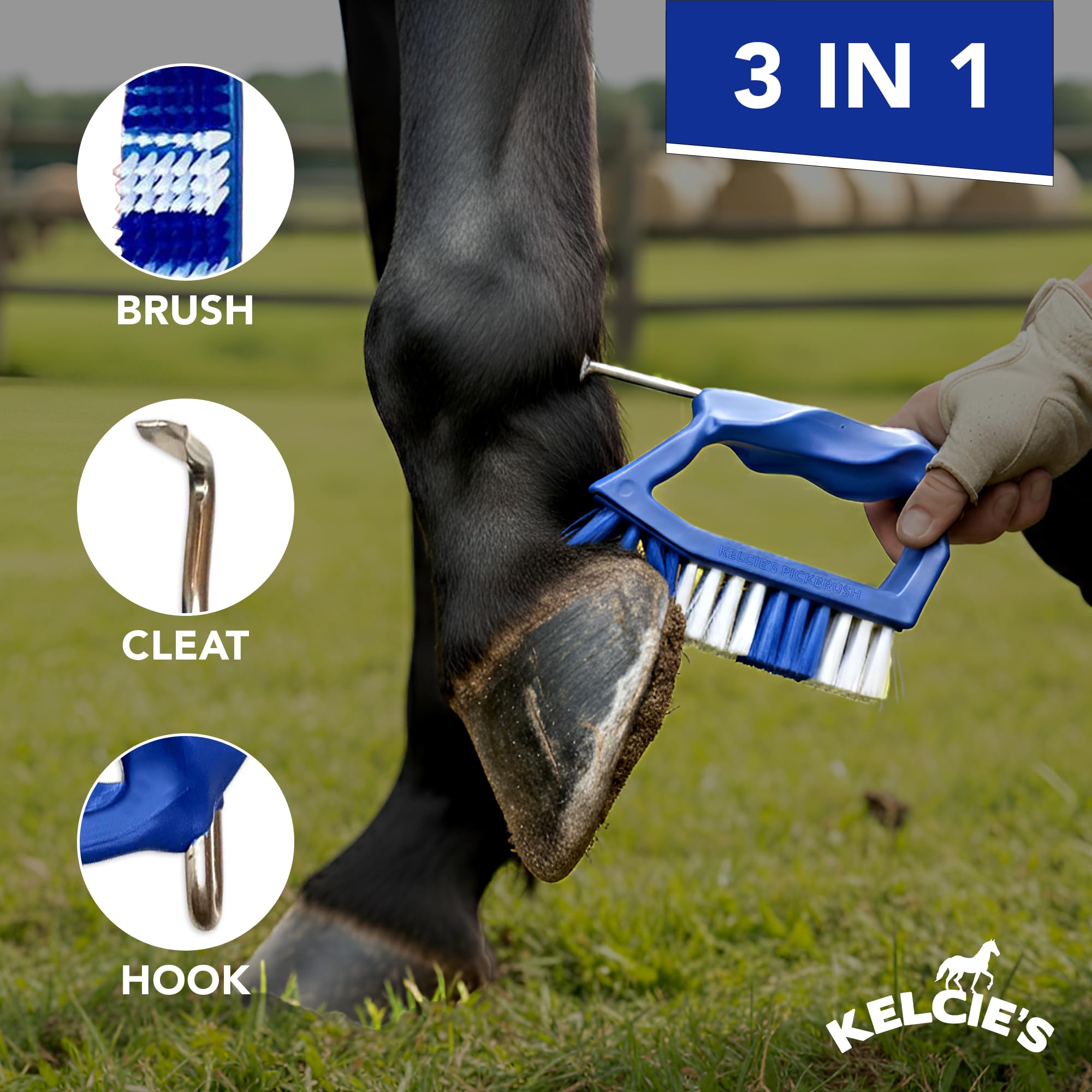 Kelcie's Pick Brush Cleaning Tool - Easy To Use Slip-Proof Grooming Brush For Horses With Great Grip - image 2