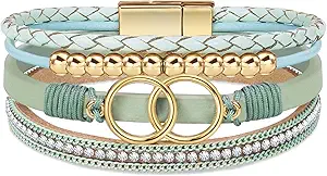 Btysun Bracelets for Women,Stocking Stuffers for Teens Birthday Gifts for Mom Inspirational Gift for Women Mother's Day Daughter Wrap Bracelet Sister Friend Teen Girl Gifts Leather Layered Jewelry Valentines Gift for Her