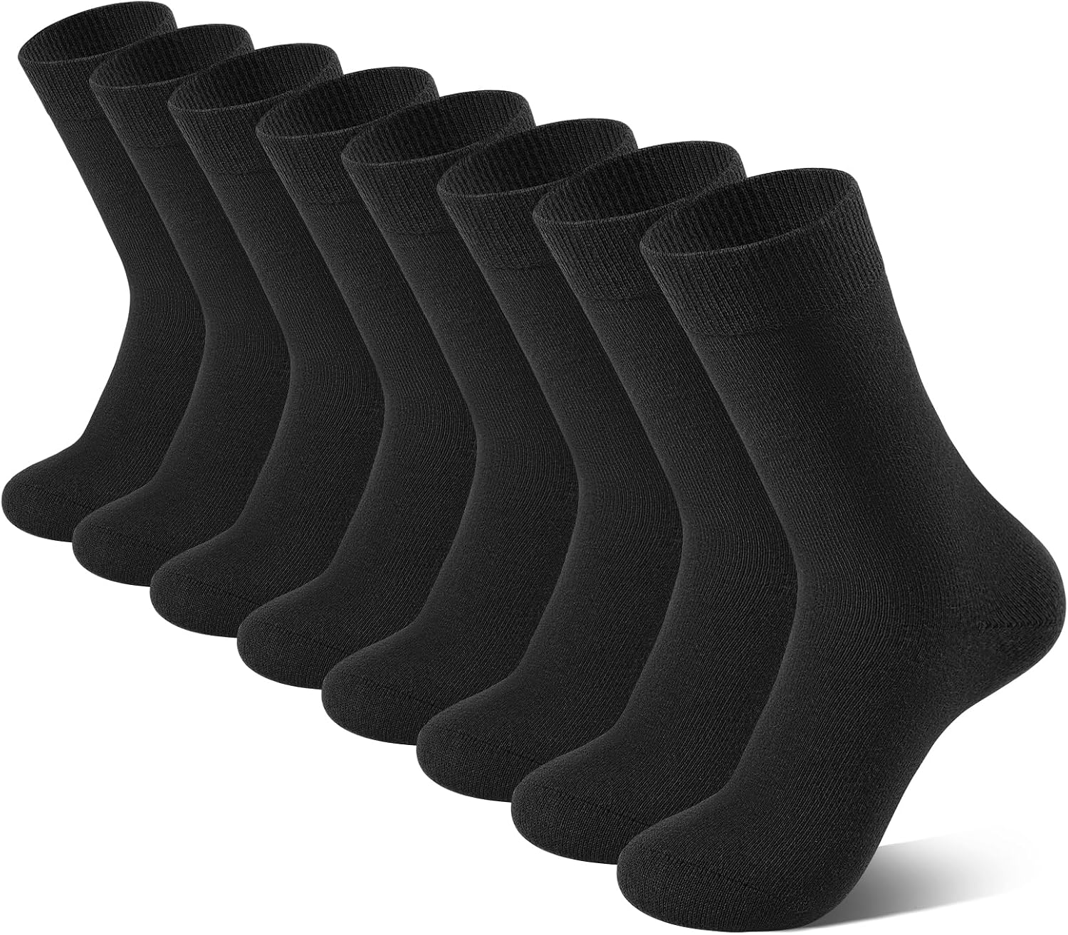 Somaibo 8 Pairs Kids Socks for Boys Girls Crew Dress Athletic Socks Soft Cotton Seamless Cushioned School Sock
