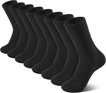 8 Pairs Kids Socks for Boys Girls Crew Dress Athletic School Cotton Socks | Seamless Soft Cushioned Sock for Teen Girl Boy