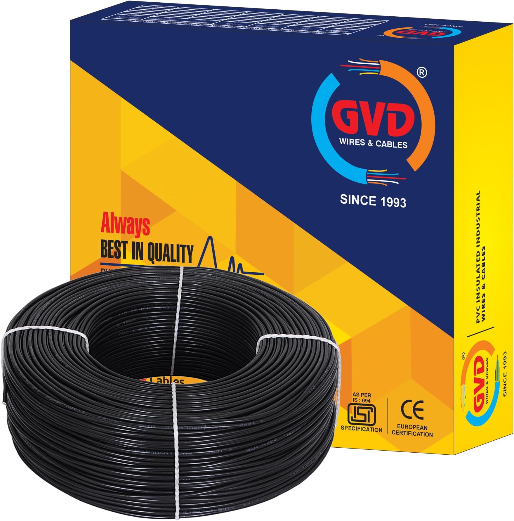 GVD PVC & FR Insulated 2 Core Flexible Copper Wires & Cables for Home & Domestic Industrial