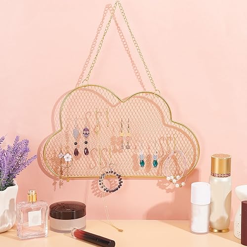 Miniatura 2 de PH PandaHall Organizador de joyas de pared, soporte de aretes para colgar, collar, pulsera con 10 ganchos, organizador decorativo de nube para
