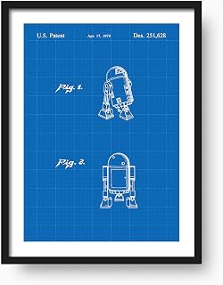 Star Wars R2-D2 Droid Patent Print Art Wall Poster Gift for Scifi Fans (Blueprint, Unframed)