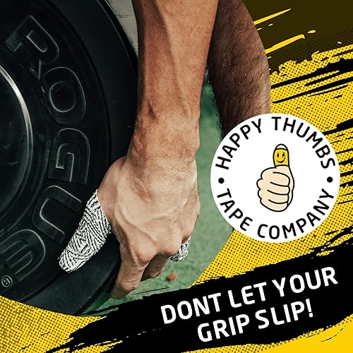 Miniatura 7 de Happy Thumbs Tape Company - Cinta de agarre para gimnasio y gancho - Protección de pulgar y dedos - para entrenamiento cruzado, levantamiento de