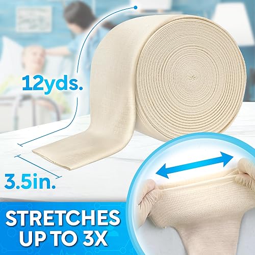 Miniatura 17 de JJ CARE Vendaje tubular, tubo Stockinette de 3 pulgadas x 12 yardas para tobillos y rodillas, Tubi Grip tamaño D, manga elástica reutilizable, tubos