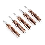 BOOSTEADY 5 Pcs Phosphor Bristle Bronze Bore Gun Cleaning Brush for Pistol Shotgun with 50 Professional Square Patches Multi-Caliber