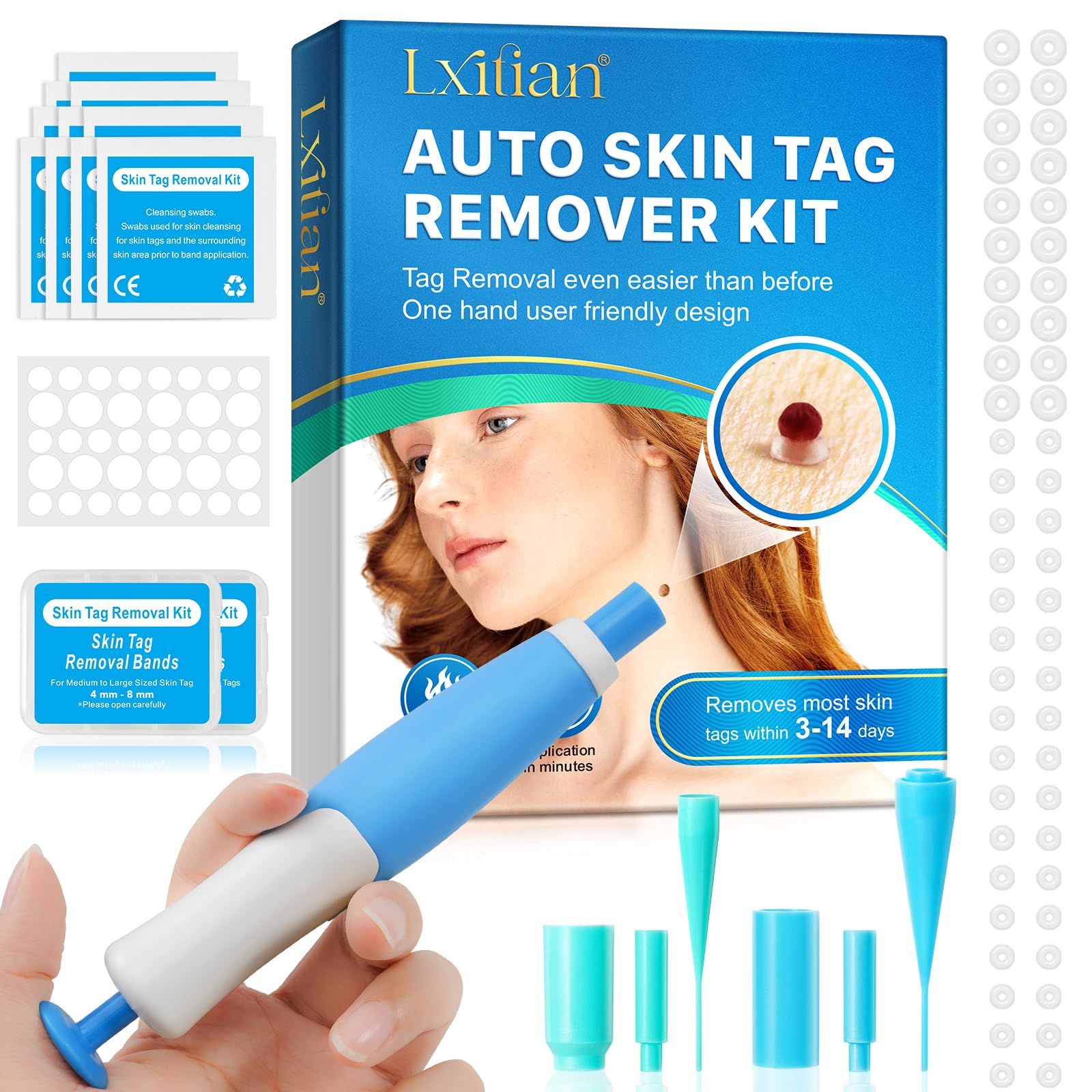 Verrugas Quitar, Skin Tag Remover,Quitar Verrugas Cuello y Cara, Eliminar Verrugas,Kit de Eliminación Automática de Etiquetas Cutáneas 2 en 1,Eliminación De Etiquetas Cutáneas, Eficiente,Seguro, Fácil