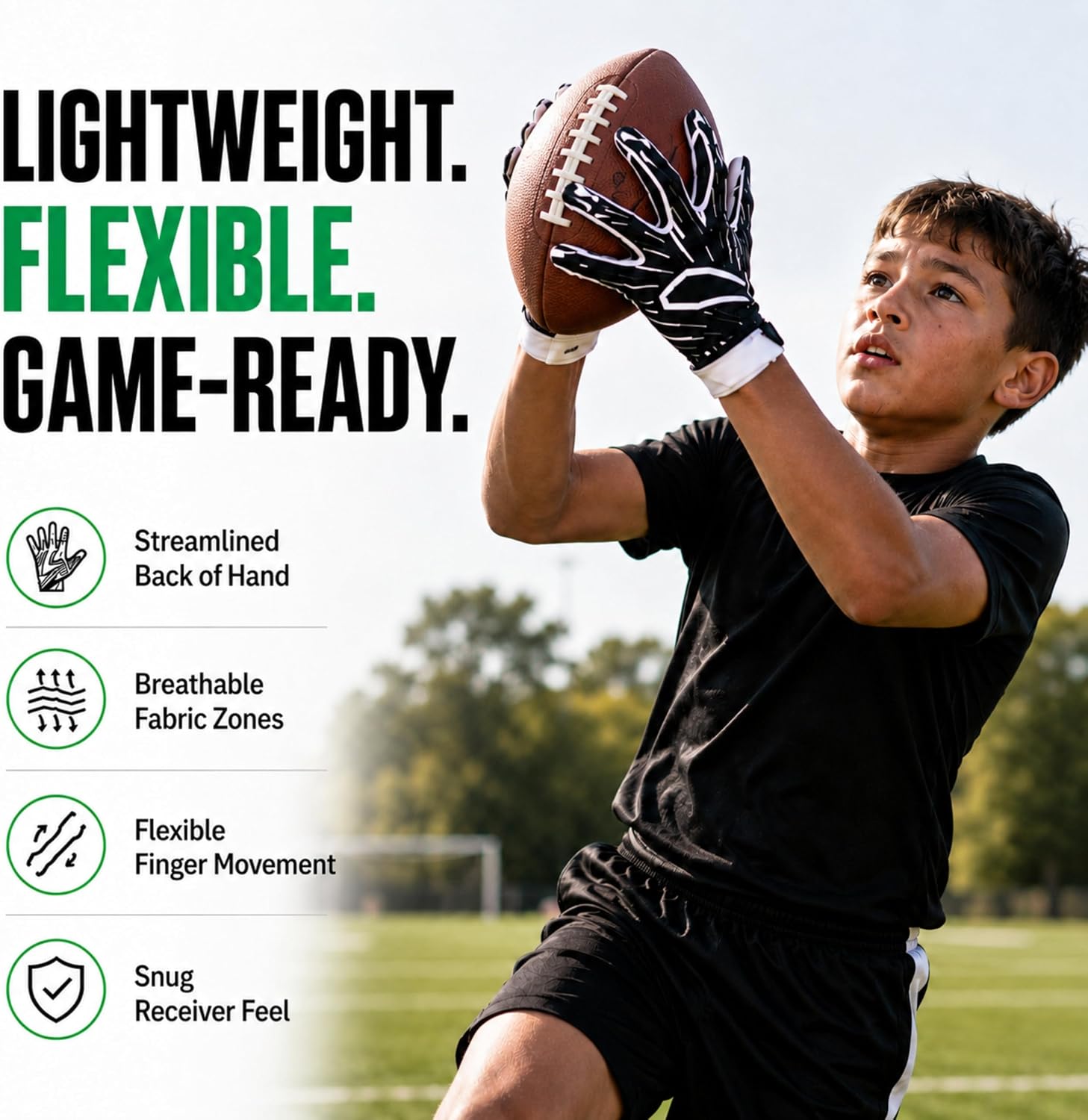 Cutters Football Gloves - Game Day Football Receiver Gloves with High Tack Silicone Grip, Superior Support and Protection