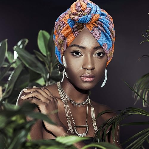 Miniatura 5 de 6 diademas para mujeres negras, turbantes africanos para mujeres, nudo de flores, gorro preatado