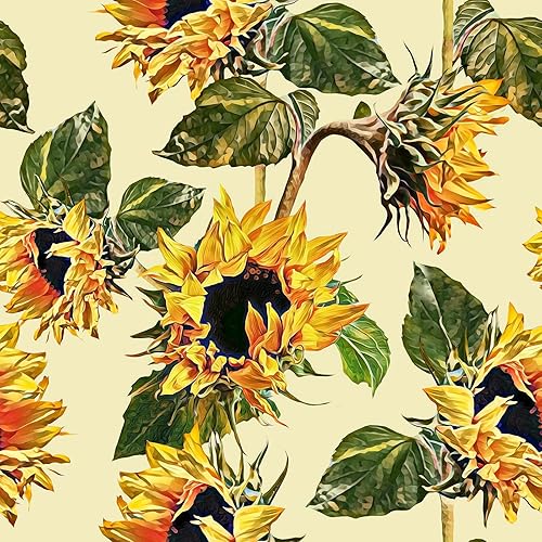 Papel tapiz de girasol amarillo de 24 x 100 pulgadas, papel tapiz autoadhesivo floral vintage, papel de contacto floral, papel decorativo de flores