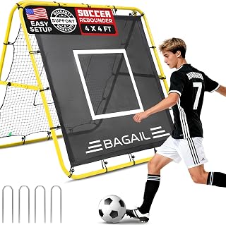 Bagail red de rebote de doble cara,barra de pintura reforzada, ángulo ajustable, estructura plegable, red de rebote con objetivos de entrenamiento de habilidades, portería de fútbol portátil de jardín