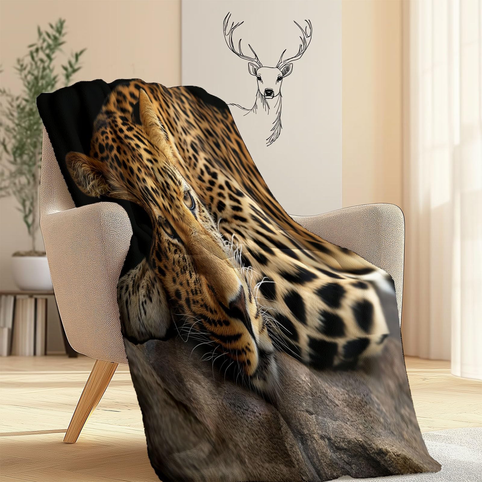 Decke Flanell 150 x 200 cm Geschenke für Frauen und Männer - Natur Tiere Fotografie Leopard Witzige Geschenke für Freunde zu Weihnachten und Geburtstag, Braunes