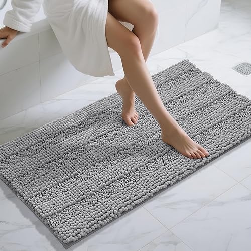 Yimobra Alfombra de baño de 47 x 24 pulgadas, antideslizante y súper absorbente, lavable a máquina, de secado rápido, alfombra de ducha de chenilla