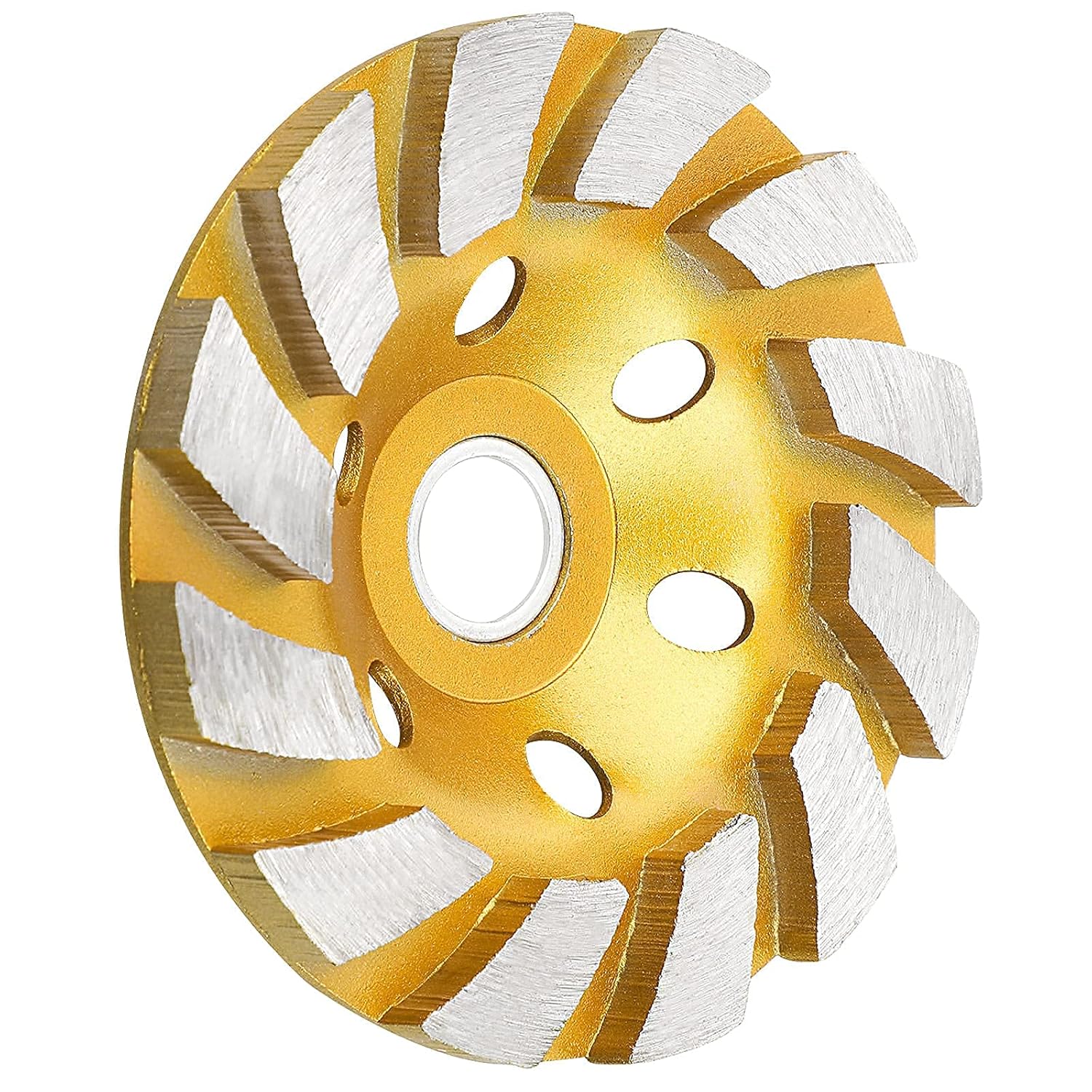 SUNJOYCO 4.5 Inch Concrete Grinder Wheel, Diamond Cup Grinder, 12 Turbo Segments Concrete Grinding Wheel, Diamond Grinding Disc for Masonry, Cement, Marble, Rock, Granite, 0.87 Inch Arbor