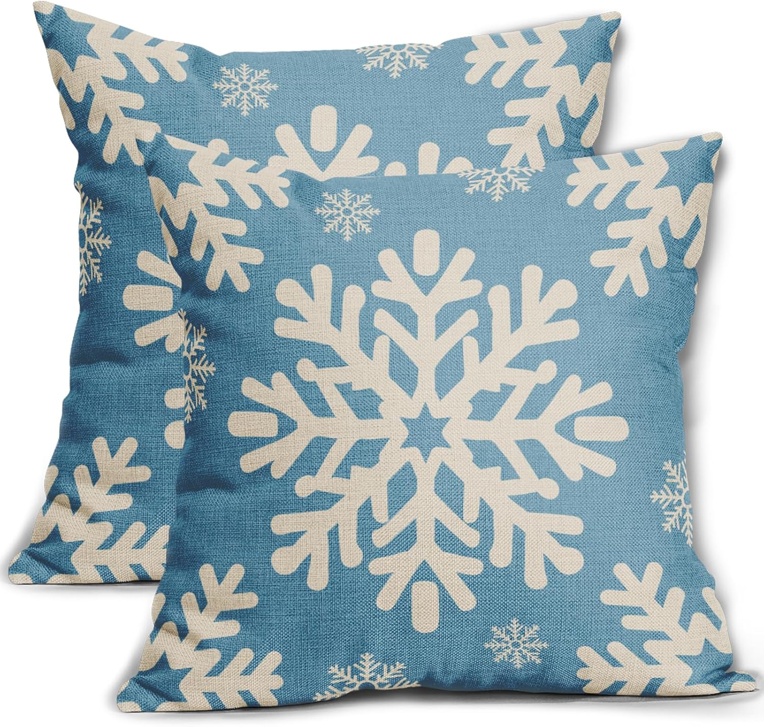 Sivirary Light Blue Christmas Pillow Covers 18x18 Inch Set