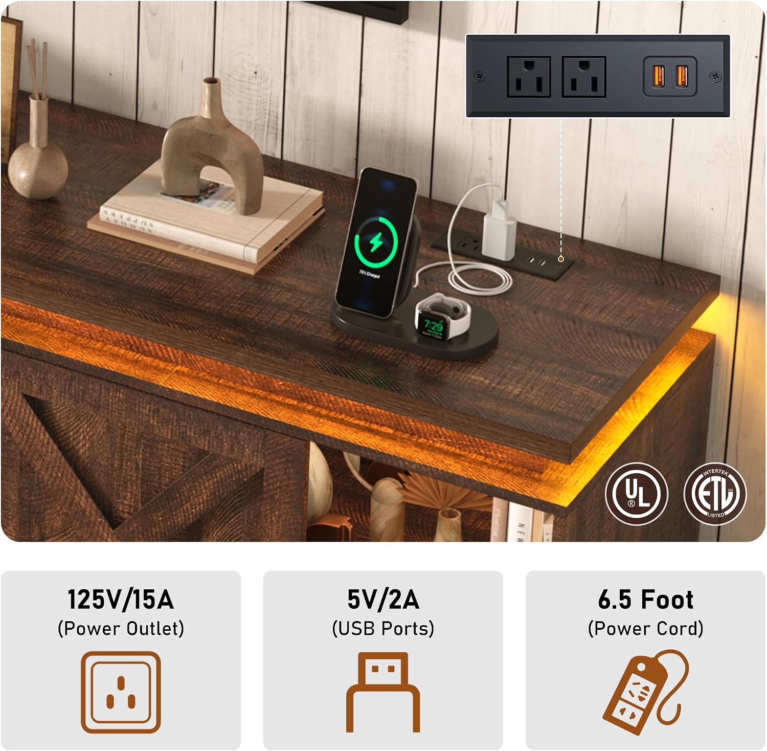 83" Farmhouse TV Stand with 40" Electric Fireplace for TVs Up to 70/75/80/95 Inch TV,Power Outlet,Modern Rustic LED Entertainment Center,Sliding Barn Doors Large Storage Cabinets for Living Room
