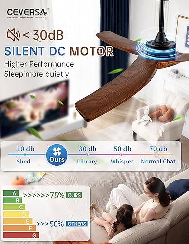 Miniatura 6 de Ventilador de techo de madera maciza de 60 pulgadas, sin control remoto, gran ventilador de techo de madera real para exteriores, sin luz, 3 aspas