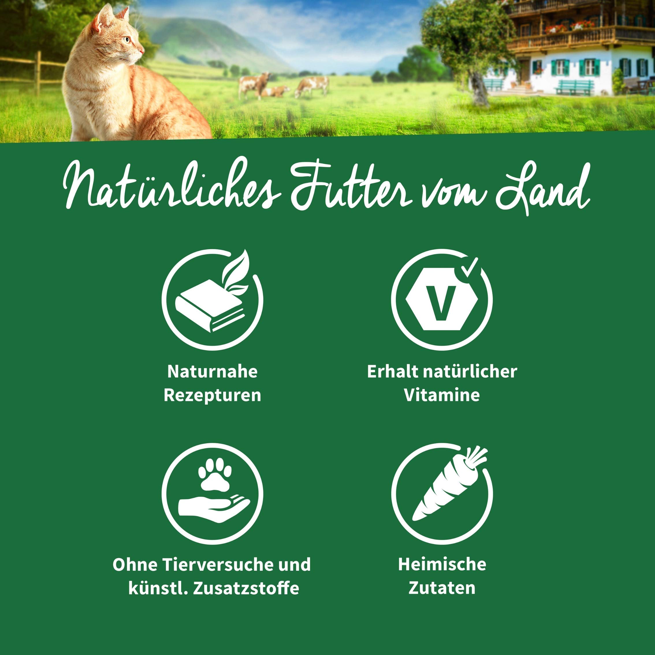 MÜLLER'S NATURHOF – Huhn | Nassfutter mit natürlichen Zutaten und wertvollen Superfoods für ausgewachsene Katzen. Getreidefreies Alleinfutter ohne Zusatzstoffe in der Dose | 24x400g Huhn