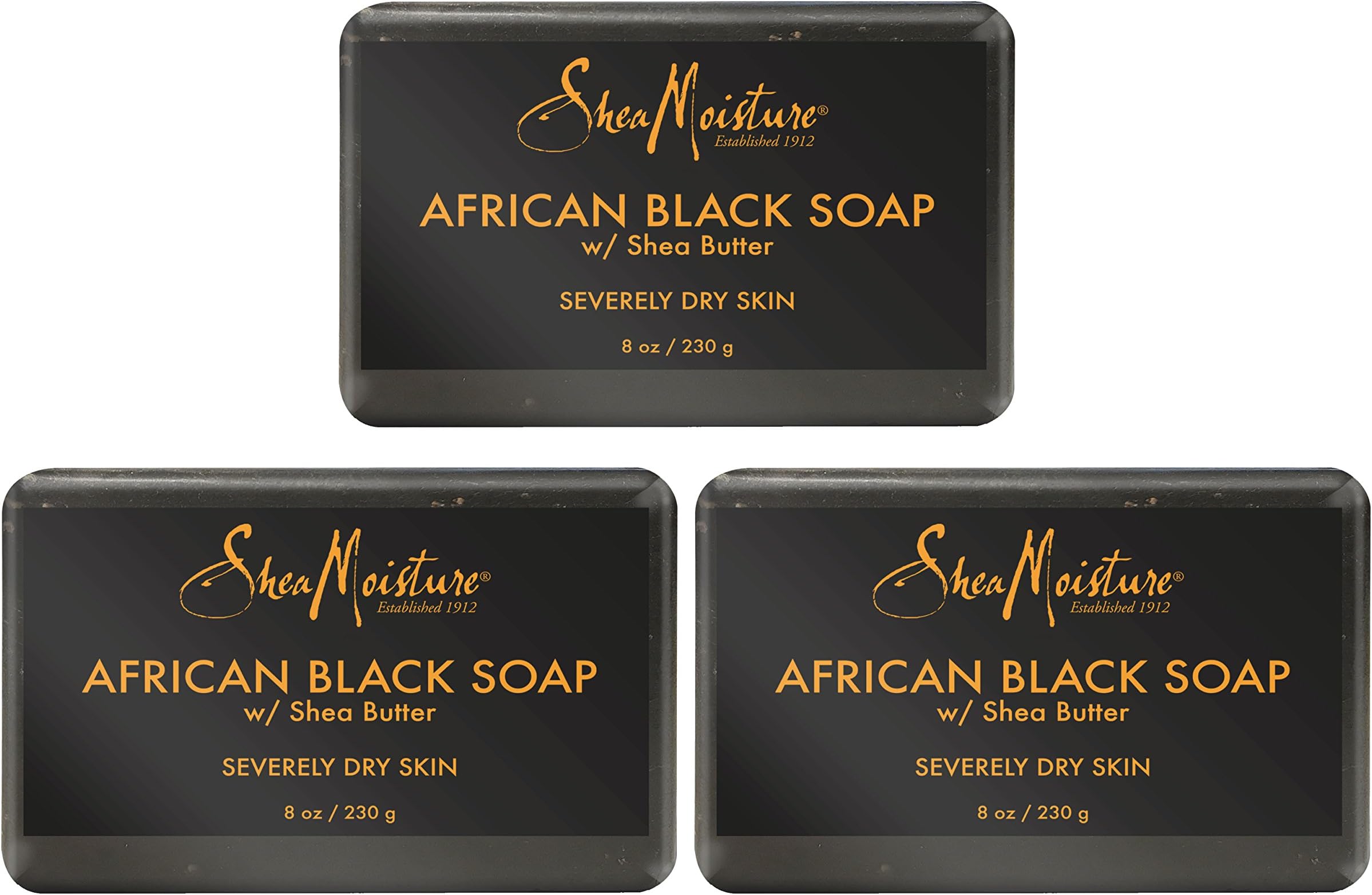 Shea Moisture African Black Soap With Shea Butter 8 oz (Pack of 3)