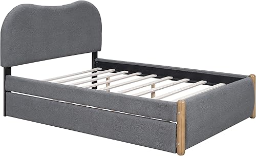 Miniatura 63 de SOFTSEA Cama de plataforma tapizada tamaño Queen con cajón de almacenamiento, marco de cama tapizado con cabecera con respaldo de alas, soporte de