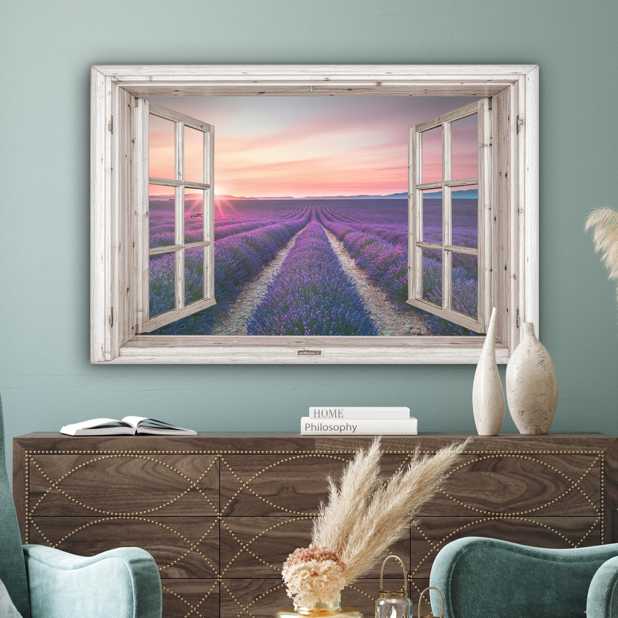 MuchoWow© Canvas Schilderij 80x60 cm Kamer Muur Decoratie Woonkamer Slaapkamer Room Decor Wall Decoration Art Painting Bomen - Steen - Bos - Natuur - Planten