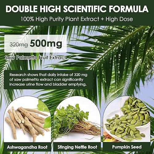 Miniatura 4 de Totaria Paquete de 2 suplementos orgánicos para la salud de la próstata para hombres con raíz de ashwagandha, ortiga picante, semillas de calabaza,