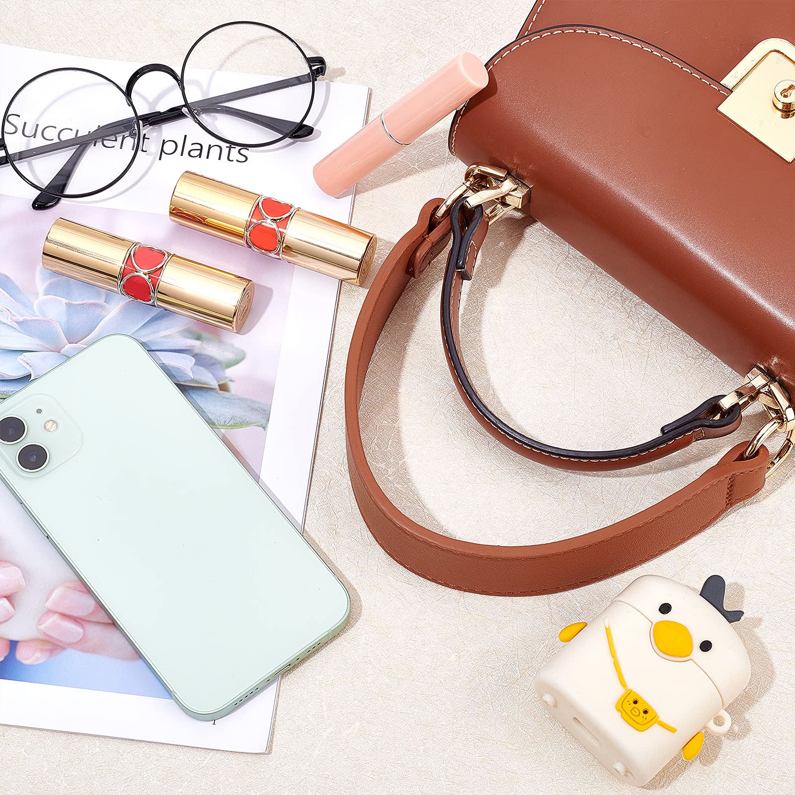 WADORN 2 Pièces Poignées De Sac à Main En Cuir, 28 Cm Court De Remplacement De La Sangle De Sac à Main En Cuir PU 2.3cm De Large Portefeuilles