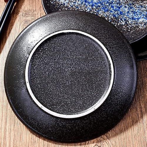 Miniatura 8 de Juego de 4 platos japoneses redondos de cerámica para postre o ensalada, sin plomo, seguros en microondas, horno y congelador (7 pulgadas)