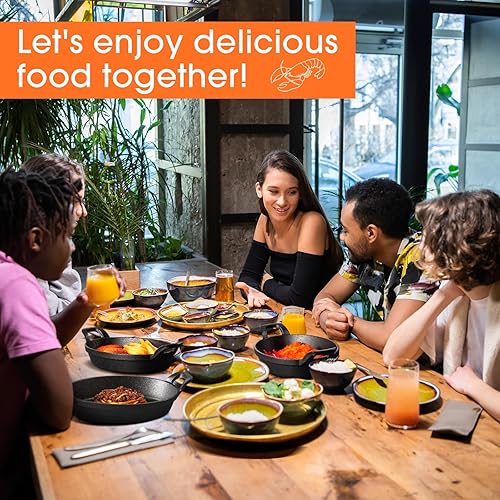 Vista 31 de Mifoci 8 piezas de platos ovalados de hierro fundido, mini sartén de hierro fundido para hornear, utensilios de cocina de gratinado negro mate