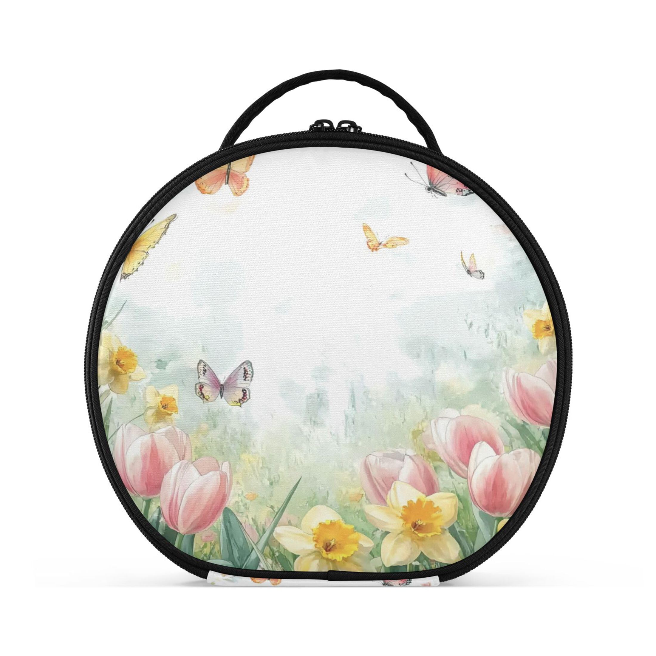 Takiito Tulips Daffodils Travel Makeup Case Portable Makeup Box Artist Cosmetic Case Organizer With Adjustable Dividers