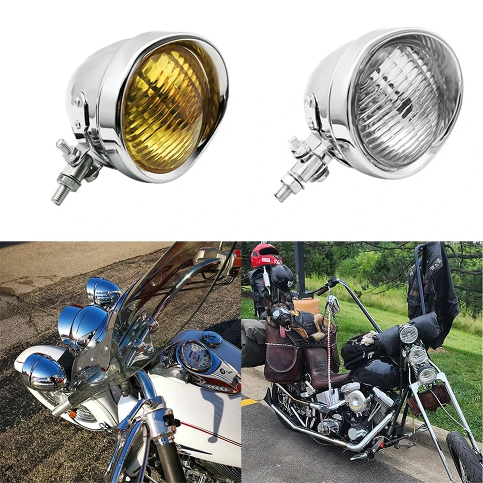 reflektory motocyklowe Reflektory motocyklowe światła mijania/drogowe pasujące do Harley Softail Dyna Cruiser Bobber Chopper Sportster(B)