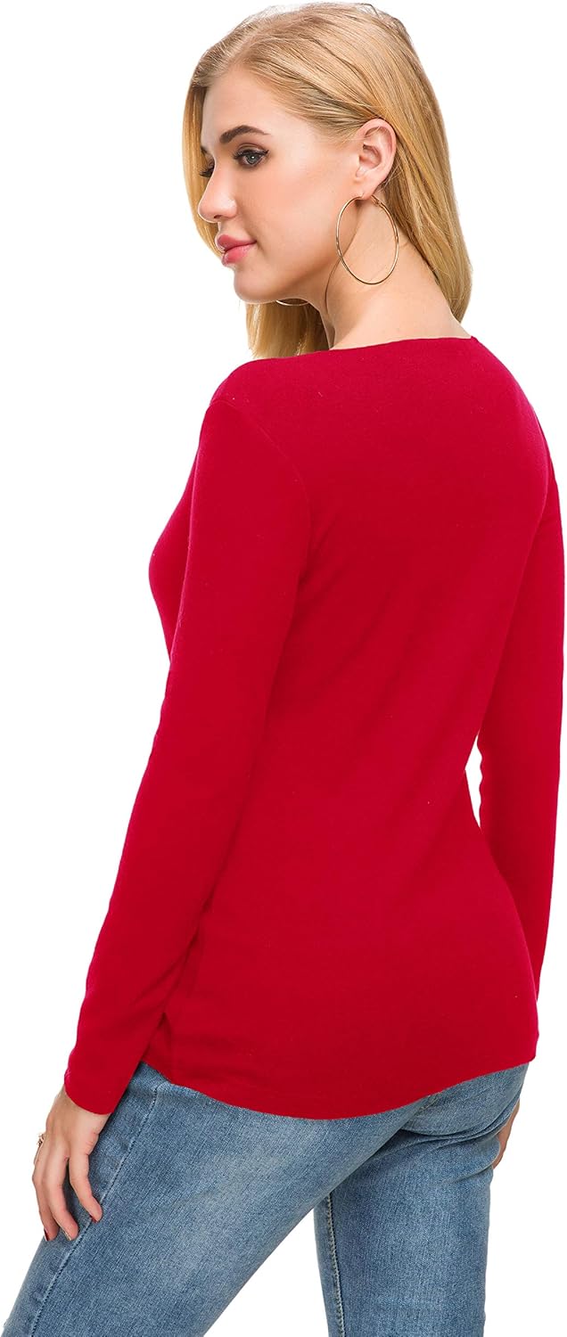 Afibi Women V Neck Zip Front Long Sleeve Casual Top Blouse Shirt/Cardigan