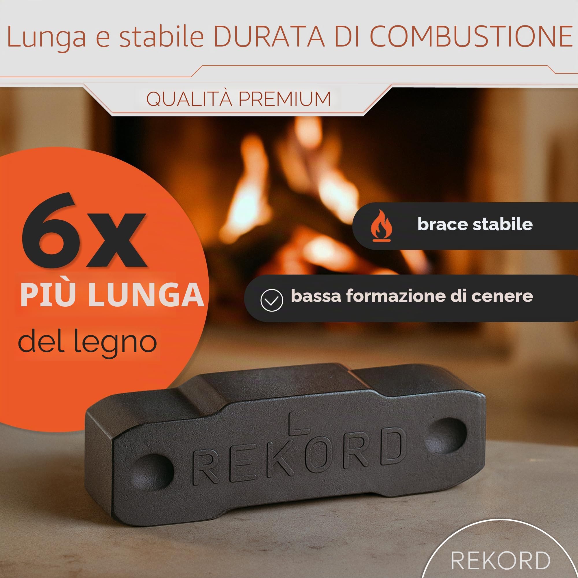Bricchette di carbone di lignite per camino Rekord, 1 scatola da 25 kg